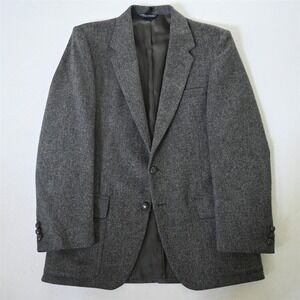 Vtg Mens 40R Gray Striped Tweed Wool‎ Blazer Suit Jacket Sport Coat